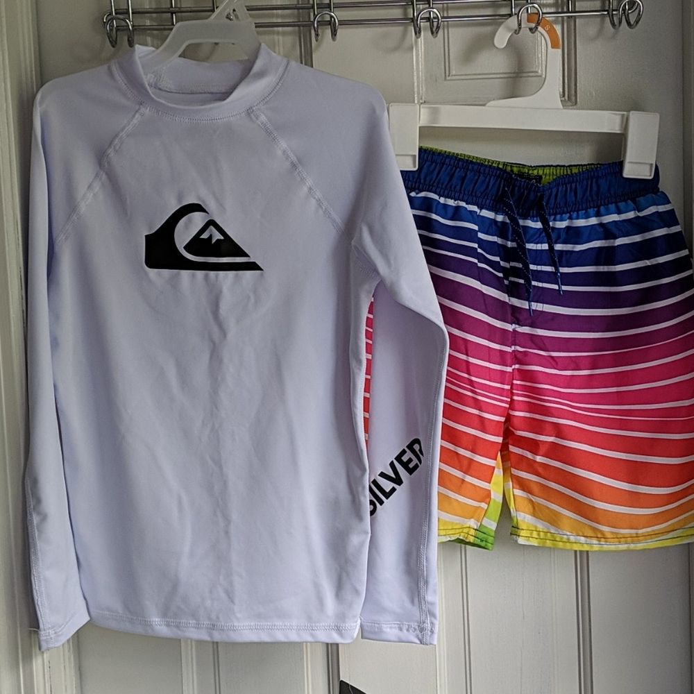Boys rashguard and swim trunks